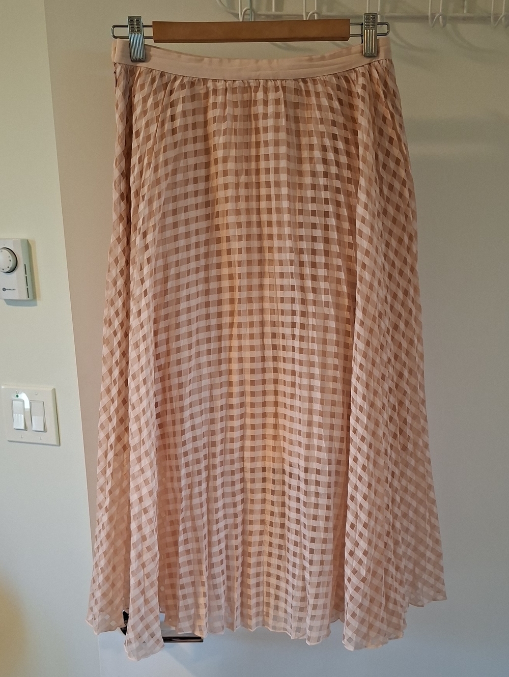 Tibi Silk Baby/Powder Pink Pleated/Plisse Plaid/Check Circle Skirt (Size 2) - Picture 6 of 7